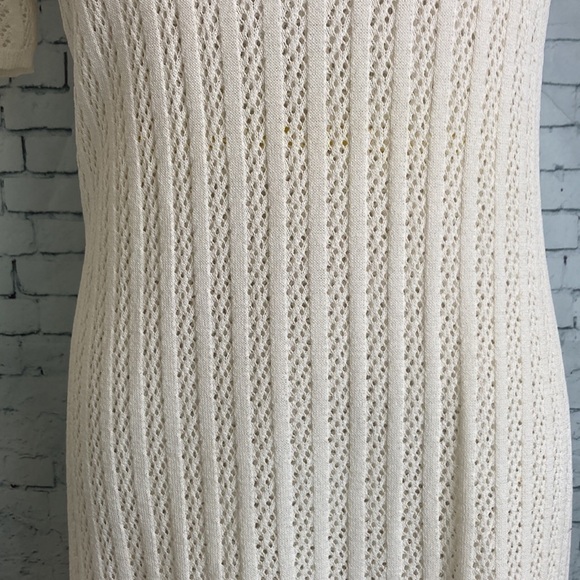 A.L.C. Soft Knit Open Knit Dress Cream White Sz S Designer Bride Bridal Vacation - Picture 4 of 16